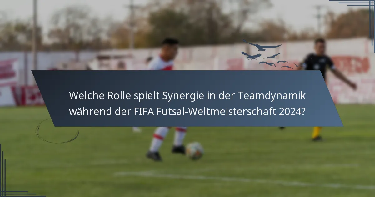 Welche Rolle spielt Synergie in der Teamdynamik während der FIFA Futsal-Weltmeisterschaft 2024?