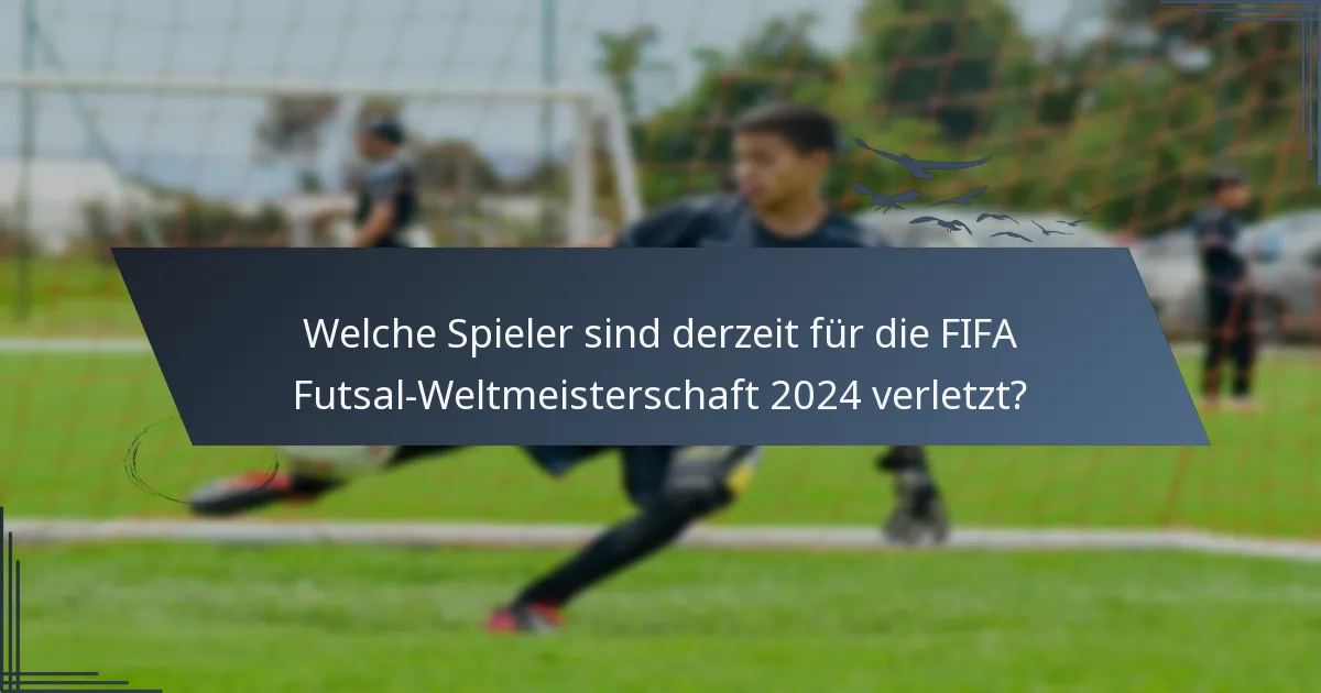 Welche Spieler sind derzeit für die FIFA Futsal-Weltmeisterschaft 2024 verletzt?